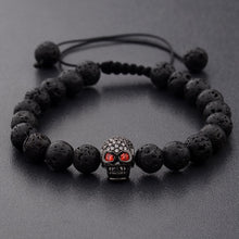 Load image into Gallery viewer, Skull bracelet with lava pearl. 3 colors available
