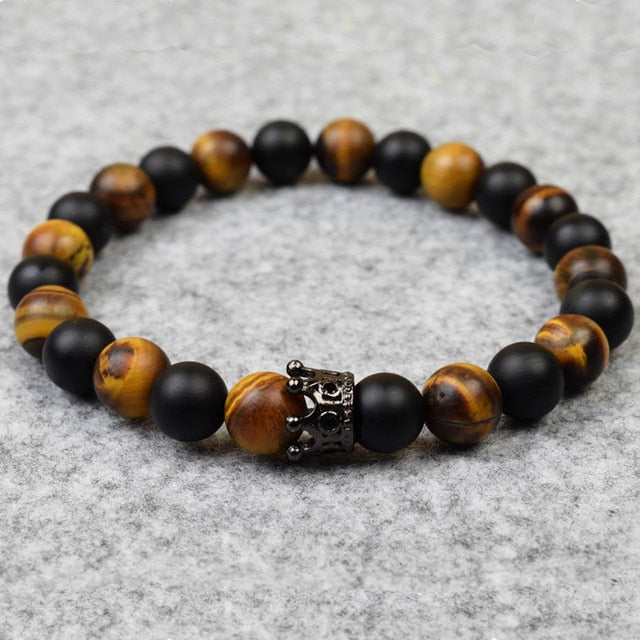 Skull bracelet with lava beads