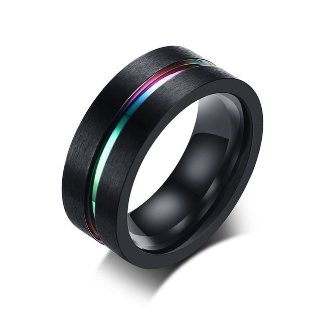 Stainless Steel Rainbow Ring for men. Different colors and models