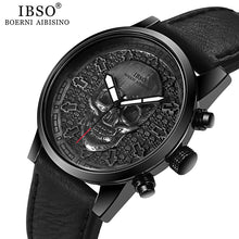 Load image into Gallery viewer, Quartz skull watch with leather strap. 2 colors
