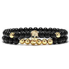Load image into Gallery viewer, Trendy skull and pearl bracelet
