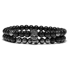 Load image into Gallery viewer, Trendy skull and pearl bracelet
