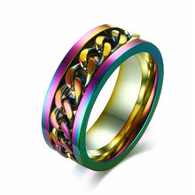 Load image into Gallery viewer, Trend: Ring with rotating chain / spinner. Different colors
