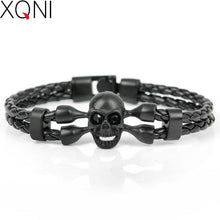 Load image into Gallery viewer, New: Leather skull bracelet. 6 colors
